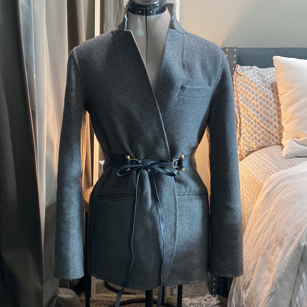 Women's J.Crew Leighton Blazer Jacket Double Faced Wool Size 2 Charcoal BJ930